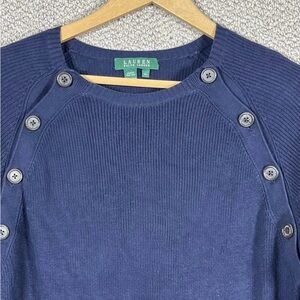 Lauren‎ Ralph Lauren Sweater Womens Size XL Blue Ribbed Long Sleeves Pullover